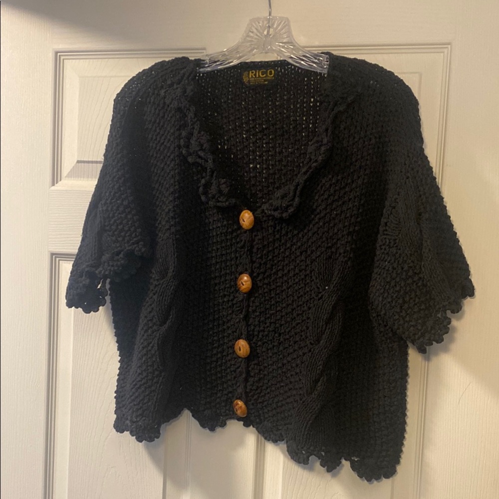 Vintage RICO Heavy Hand Knit Crop Cardigan